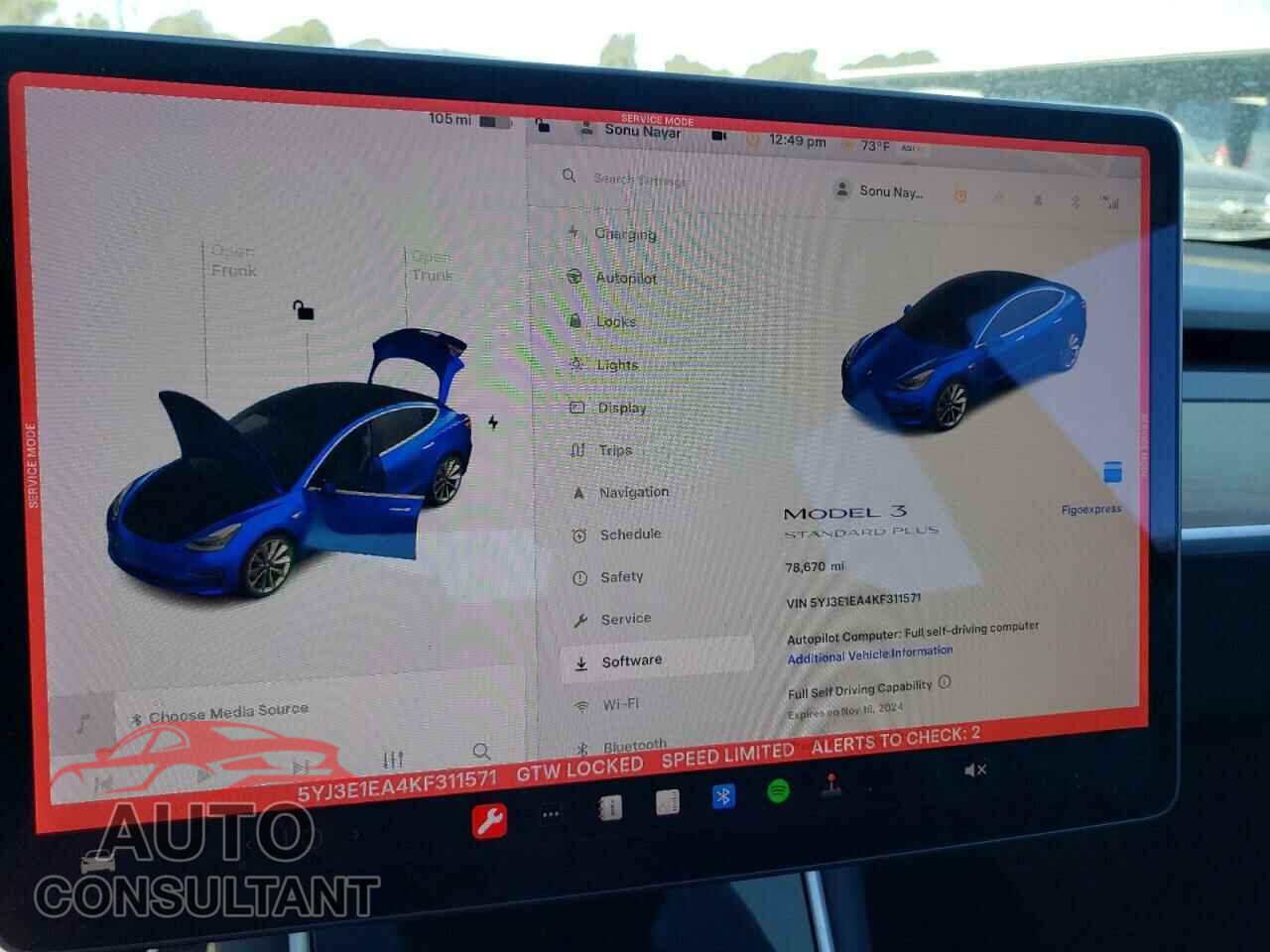 TESLA MODEL 3 2019 - 5YJ3E1EA4KF311571