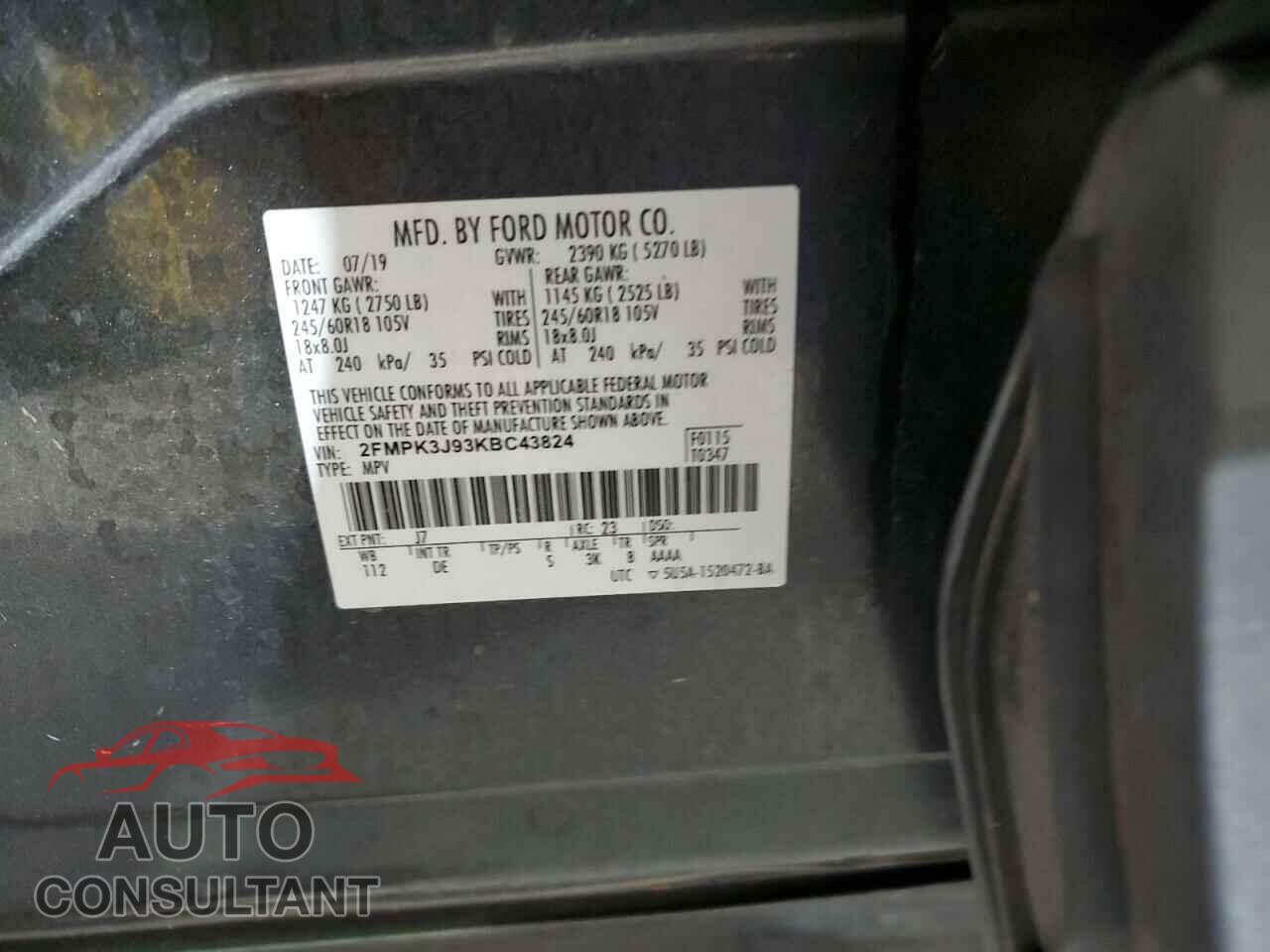 FORD EDGE 2019 - 2FMPK3J93KBC43824