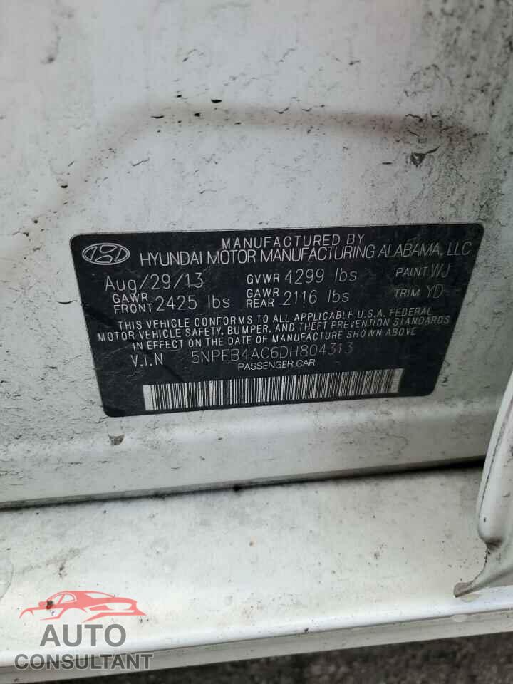 HYUNDAI SONATA 2013 - 5NPEB4AC6DH804313