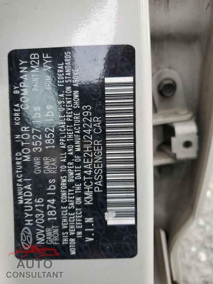 HYUNDAI ACCENT 2017 - KMHCT4AE2HU242293