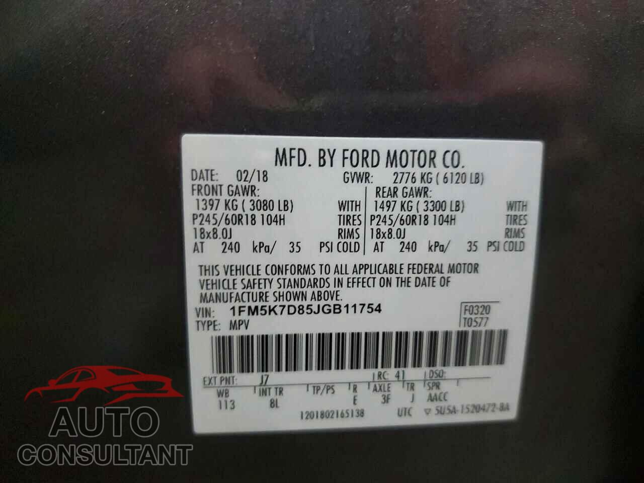 FORD EXPLORER 2018 - 1FM5K7D85JGB11754