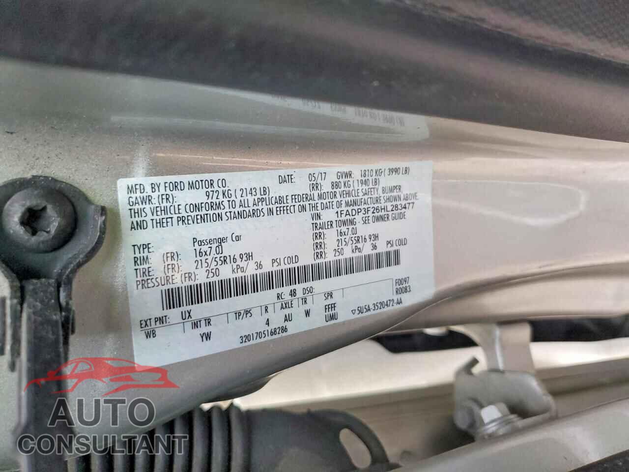 FORD FOCUS 2017 - 1FADP3F26HL283477