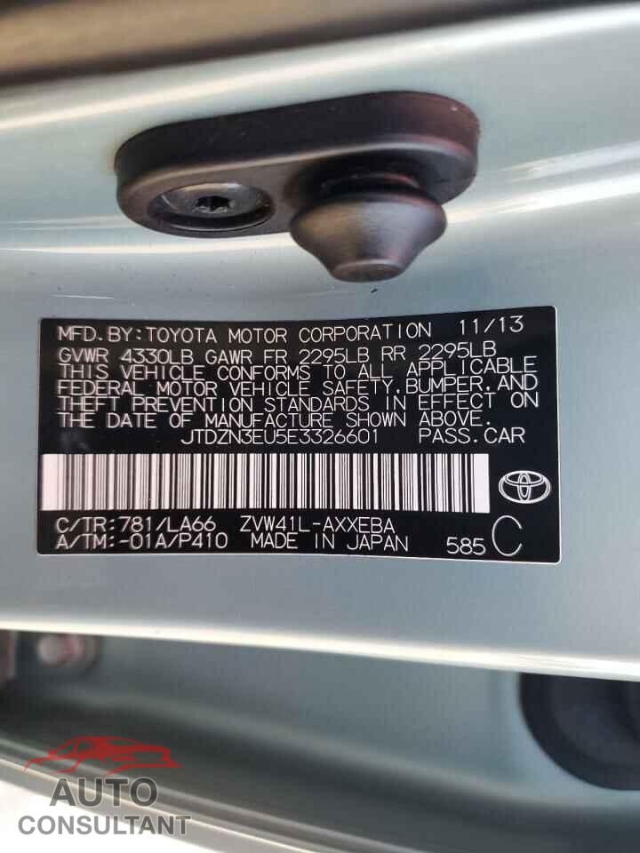 TOYOTA PRIUS 2014 - JTDZN3EU5E3326601