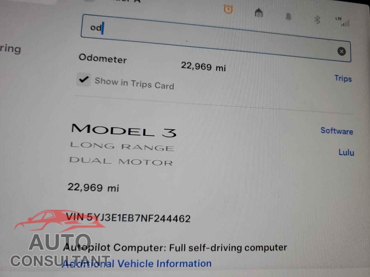 TESLA MODEL 3 2022 - 5YJ3E1EB7NF244462