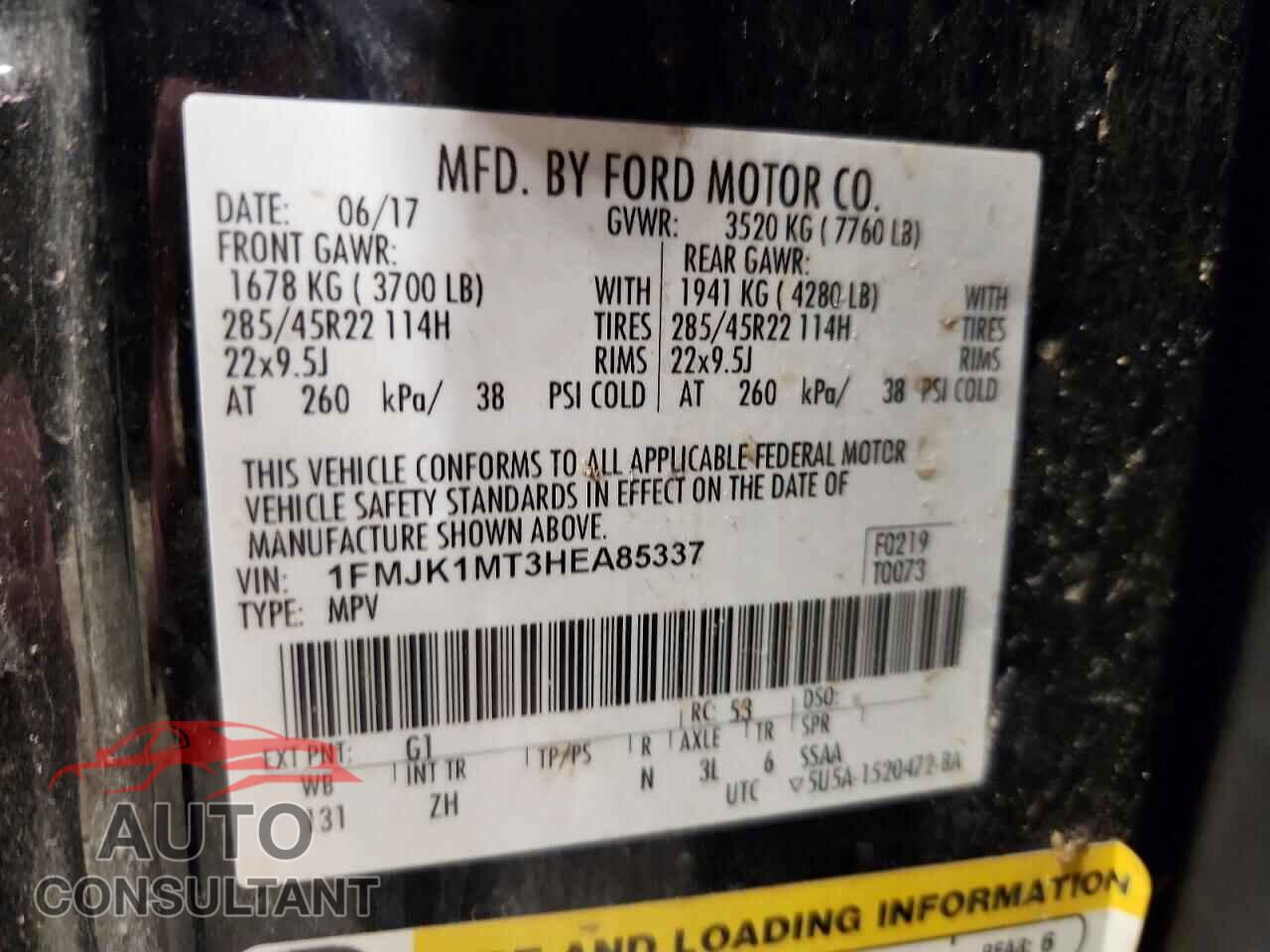 FORD EXPEDITION 2017 - 1FMJK1MT3HEA85337