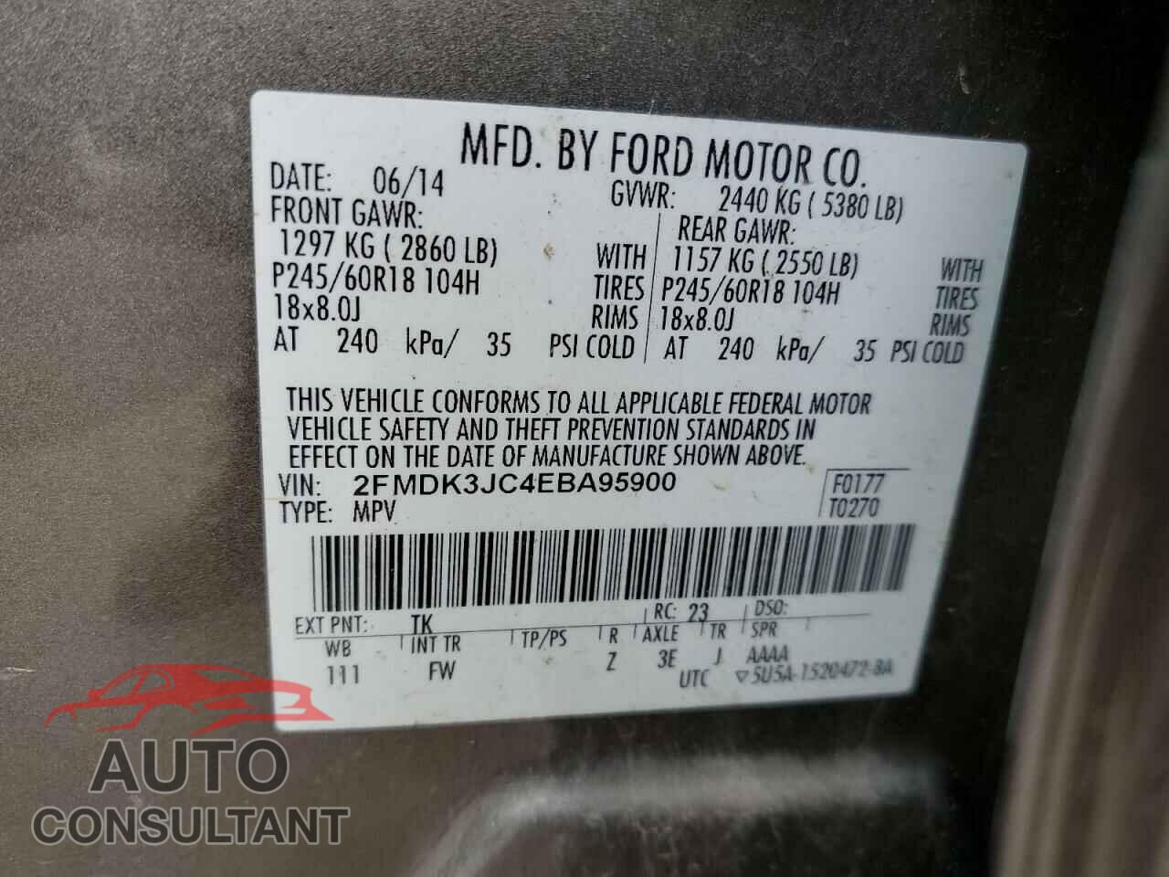 FORD EDGE 2014 - 2FMDK3JC4EBA95900