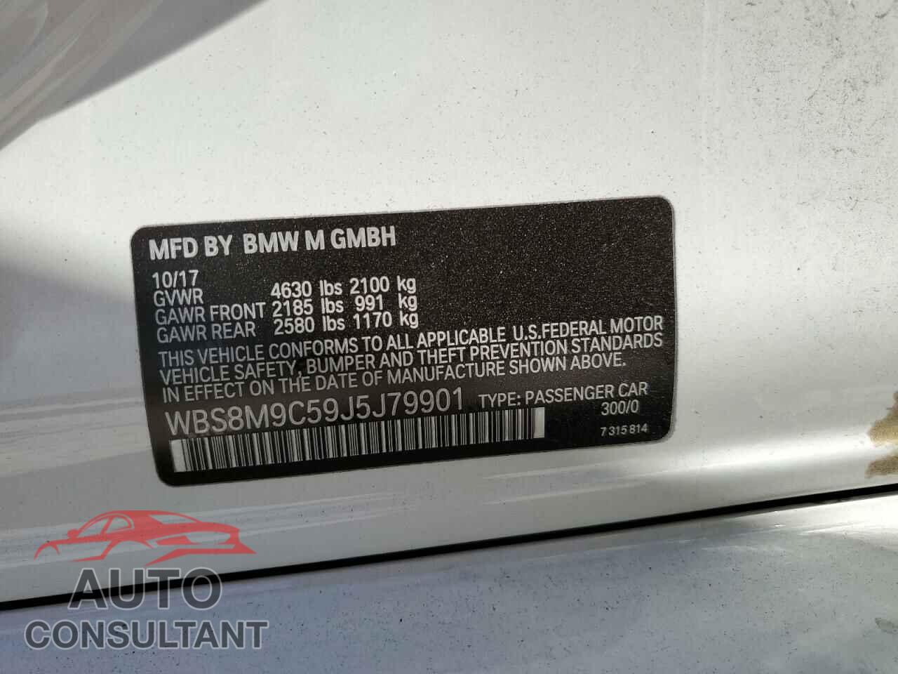 BMW M3 2018 - WBS8M9C59J5J79901