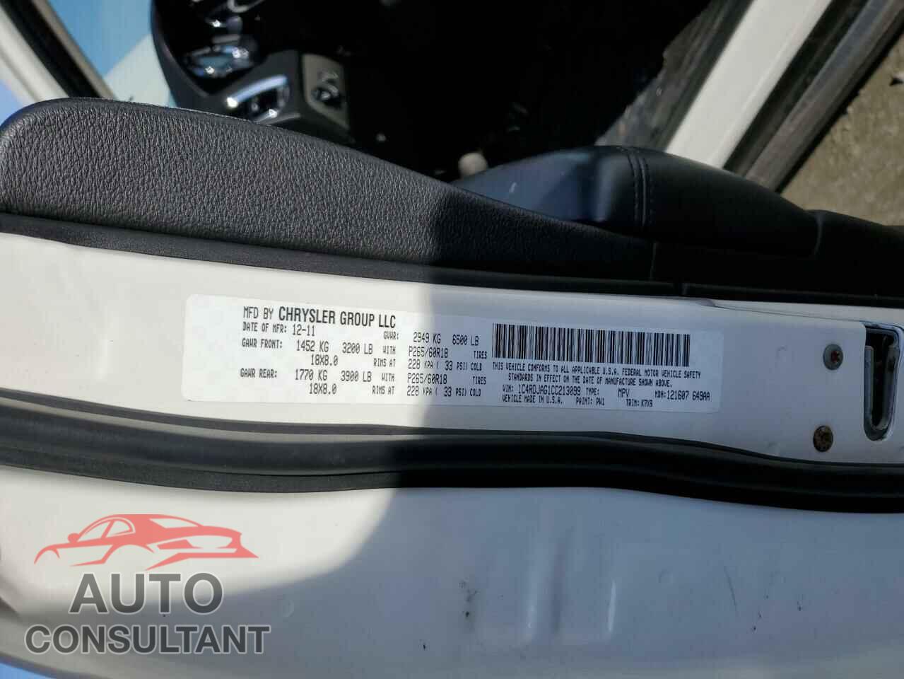 DODGE DURANGO 2012 - 1C4RDJAG1CC213099