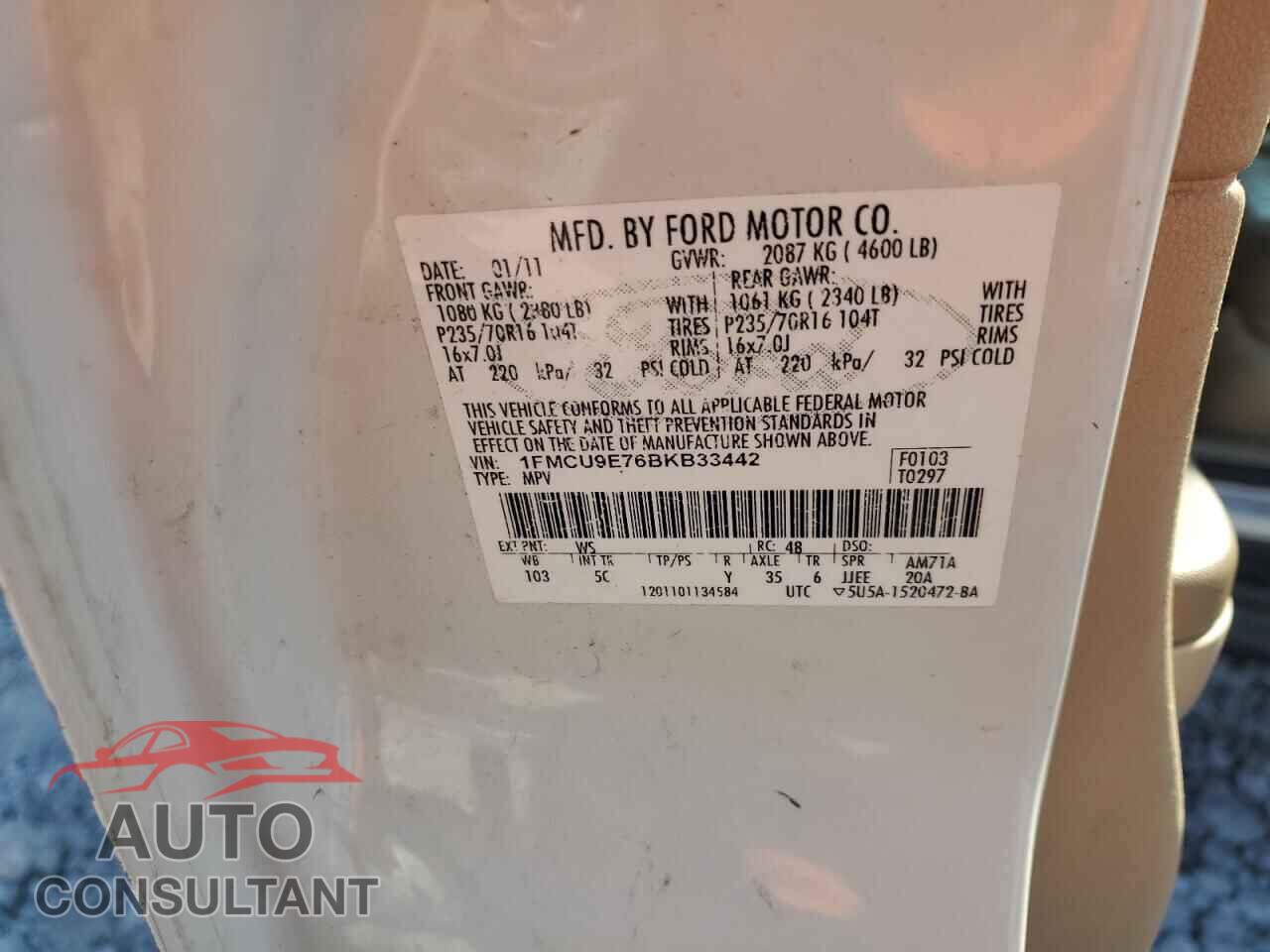 FORD ESCAPE 2011 - 1FMCU9E76BKB33442