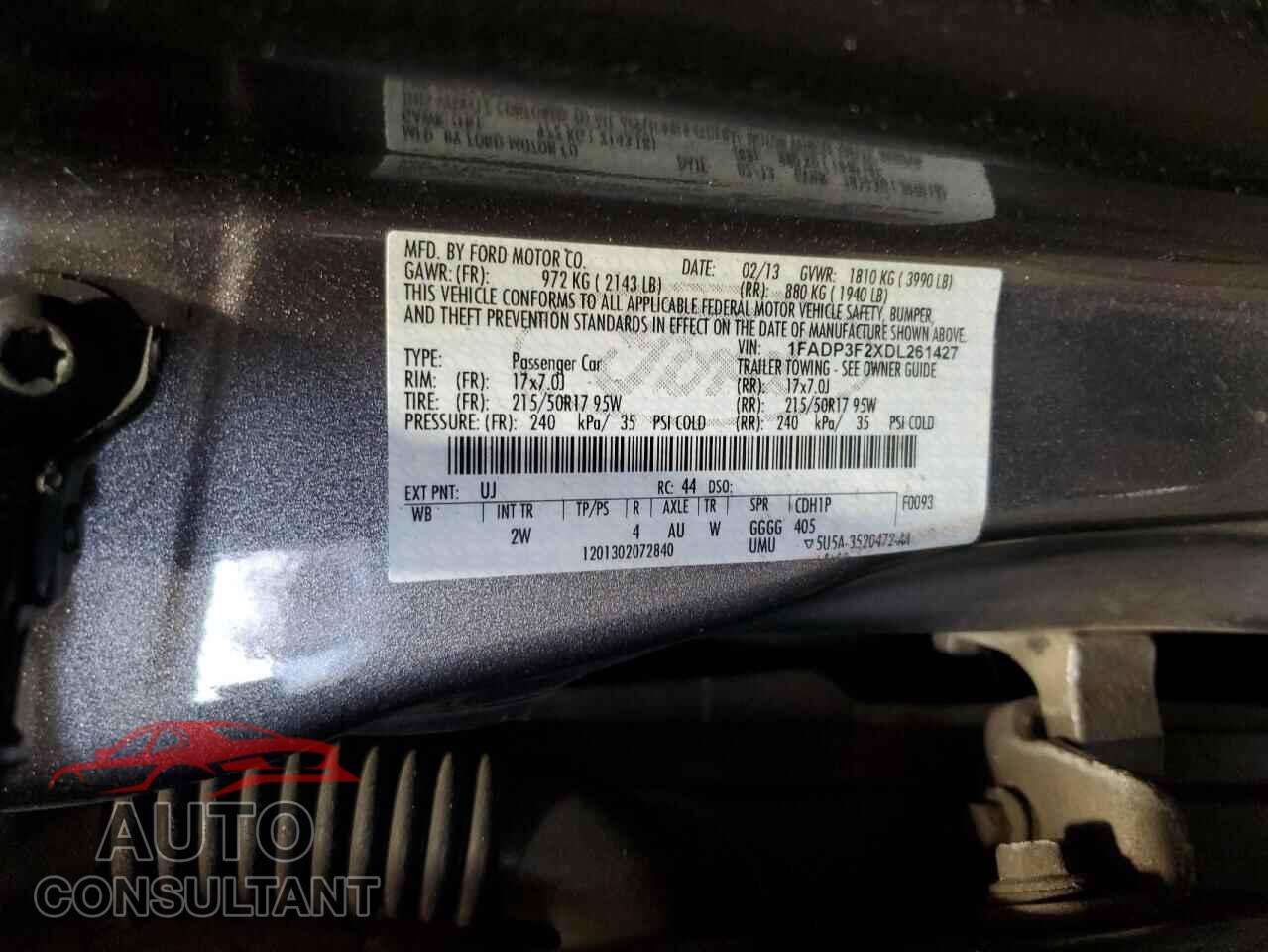 FORD FOCUS 2013 - 1FADP3F2XDL261427