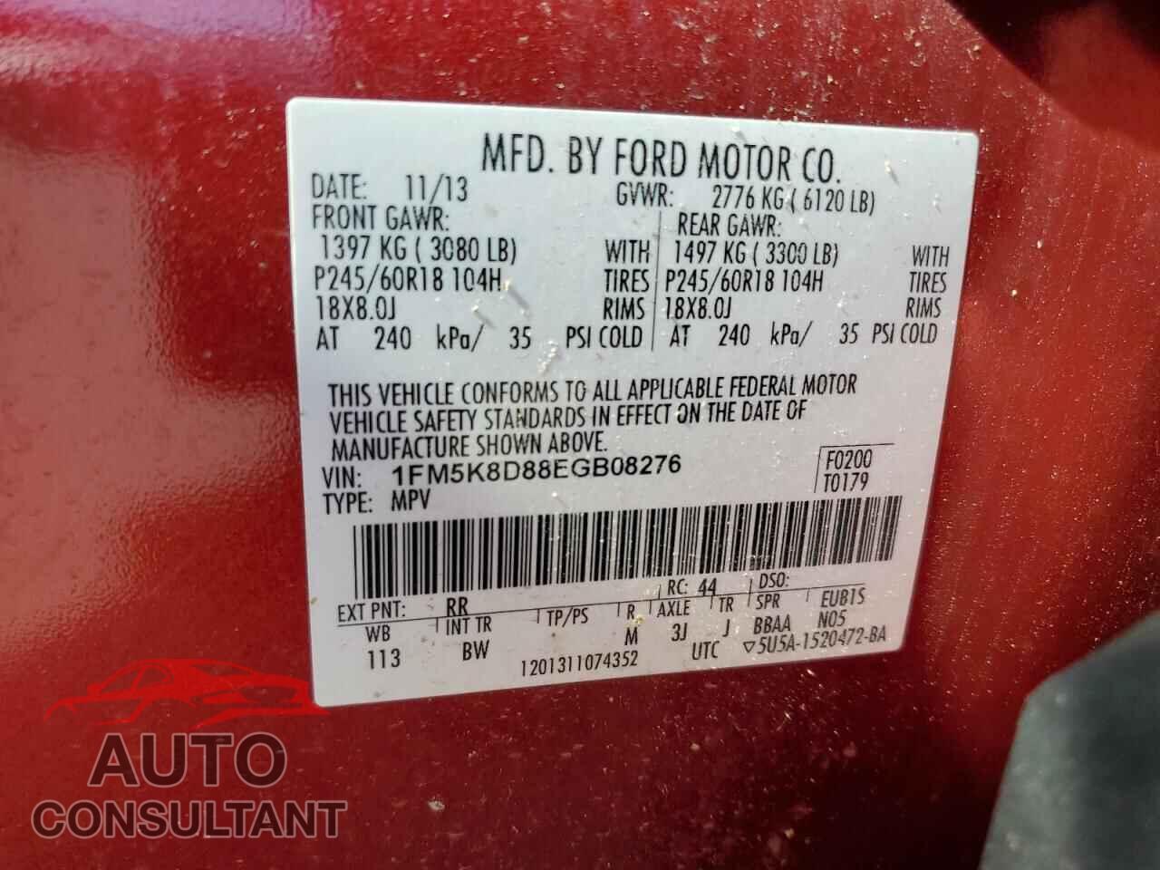 FORD EXPLORER 2014 - 1FM5K8D88EGB08276