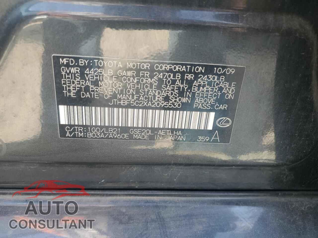 LEXUS IS 2010 - JTHBF5C2XA2095530