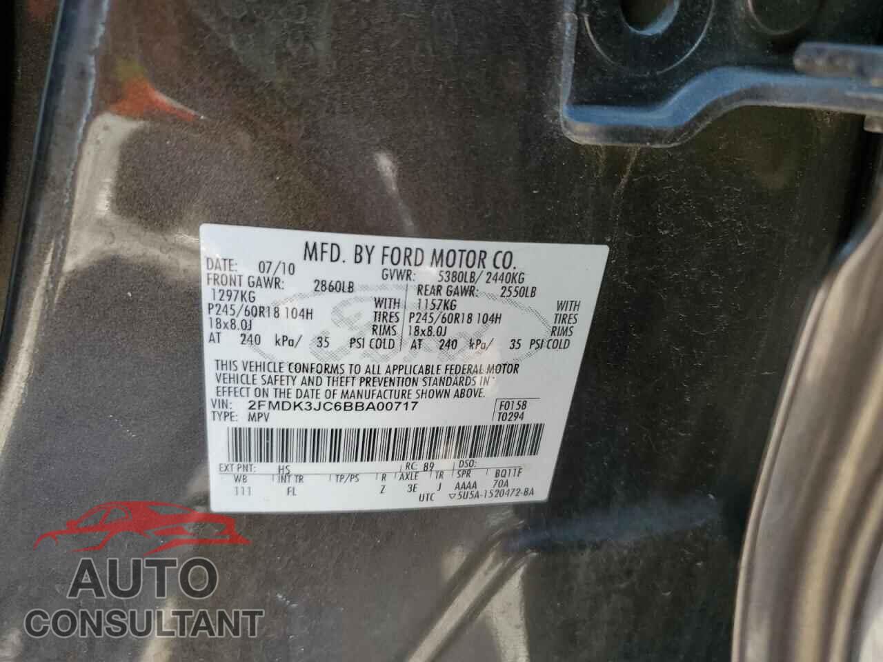 FORD EDGE 2011 - 2FMDK3JC6BBA00717