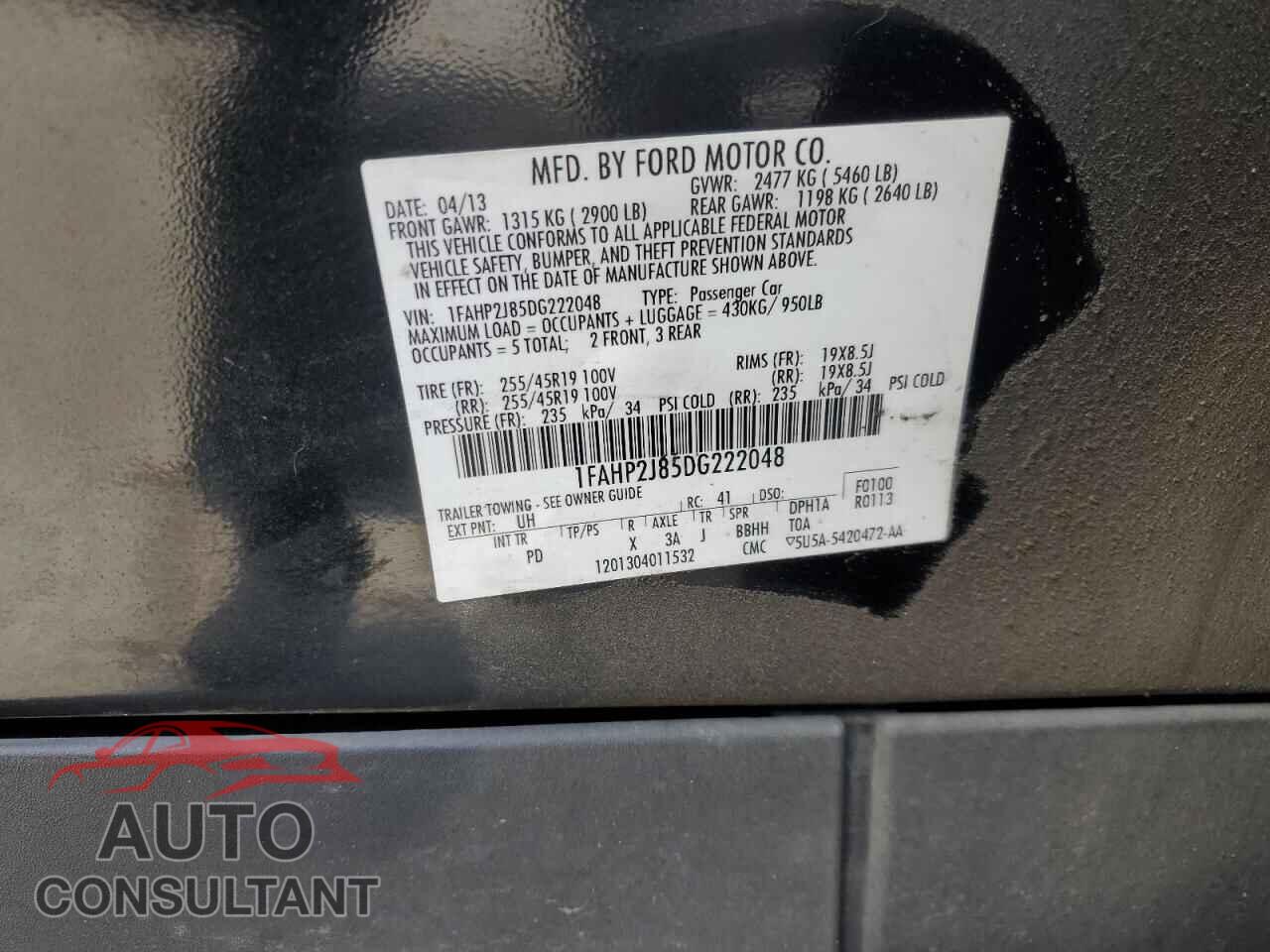 FORD TAURUS 2013 - 1FAHP2J85DG222048
