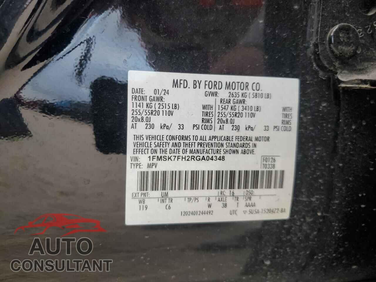 FORD EXPLORER 2024 - 1FMSK7FH2RGA04348