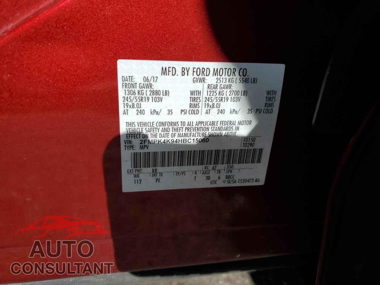 FORD EDGE 2017 - 2FMPK4K94HBC15060