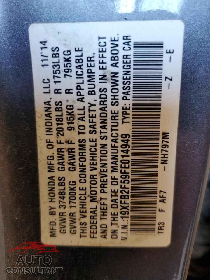 HONDA CIVIC 2015 - 19XFB2F59FE014949