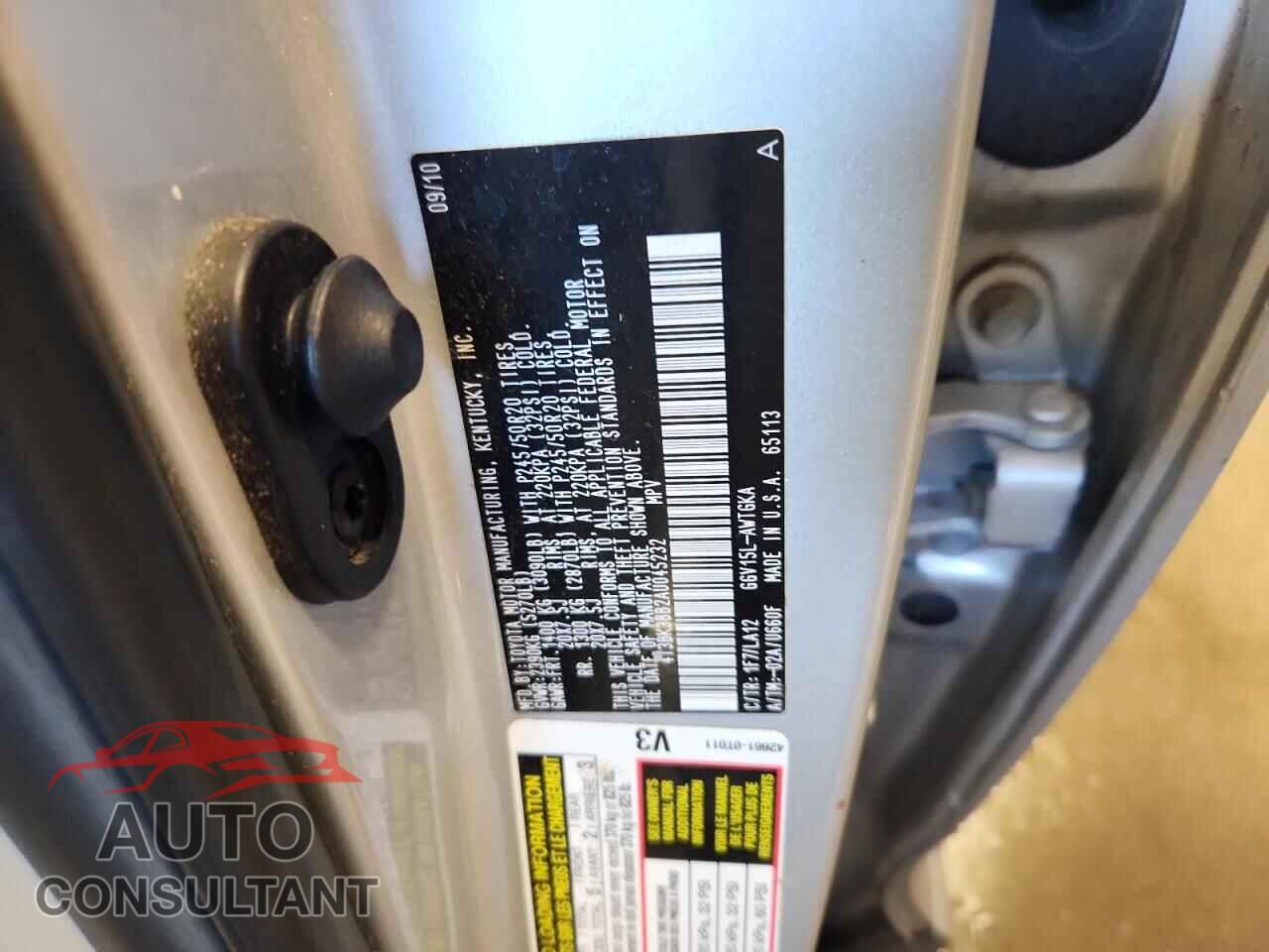 TOYOTA VENZA 2010 - 4T3BK3BB2AU045232