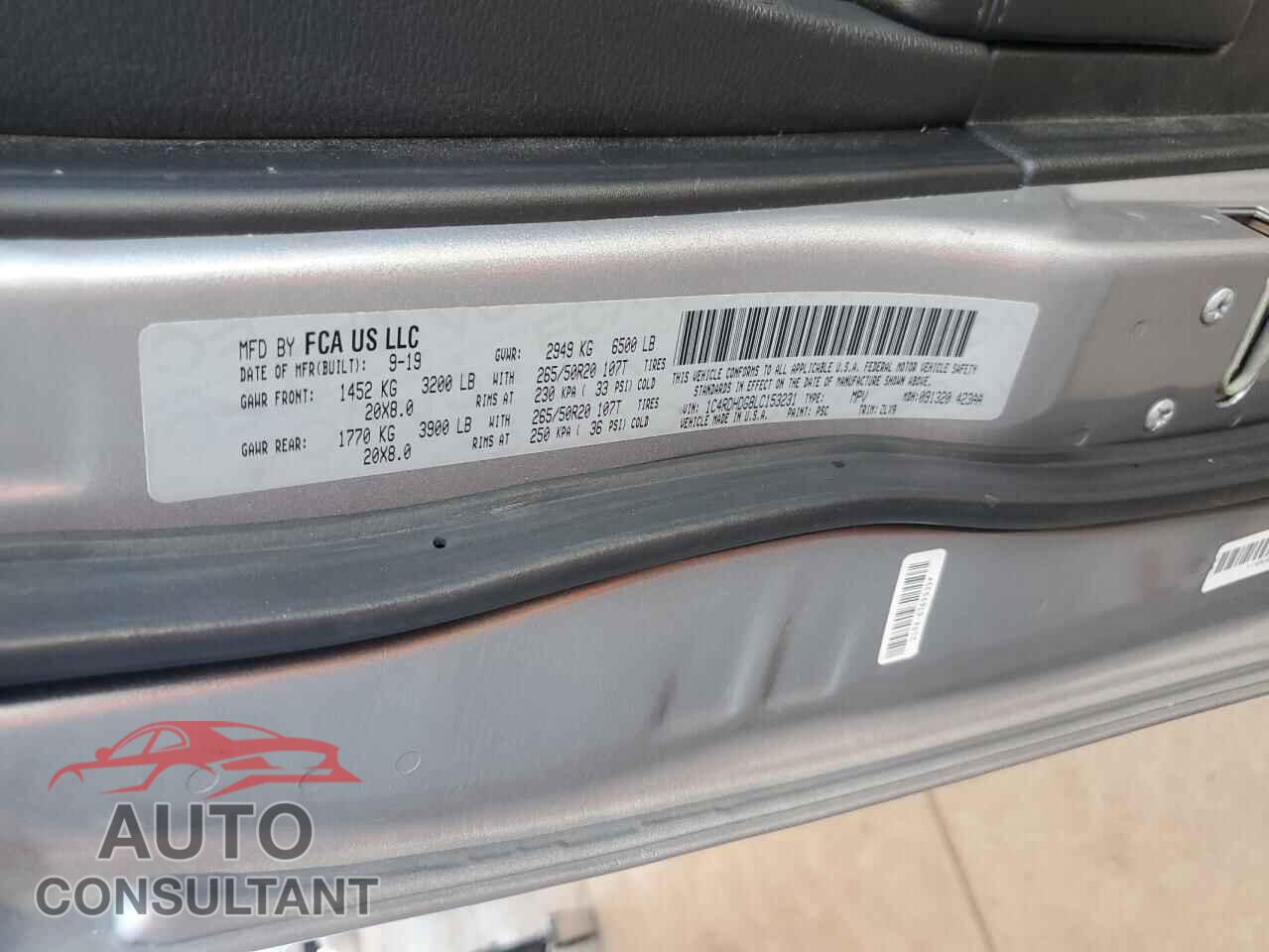 DODGE DURANGO 2020 - 1C4RDHDG8LC153231