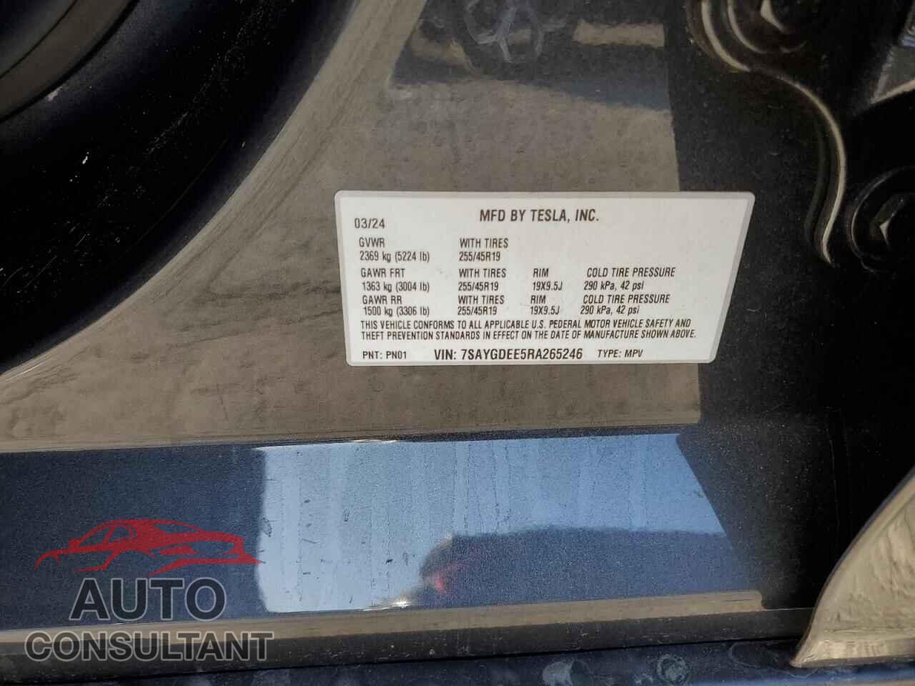 TESLA MODEL Y 2024 - 7SAYGDEE5RA265246