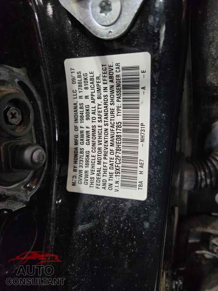 HONDA CIVIC 2017 - 19XFC2F78HE081785
