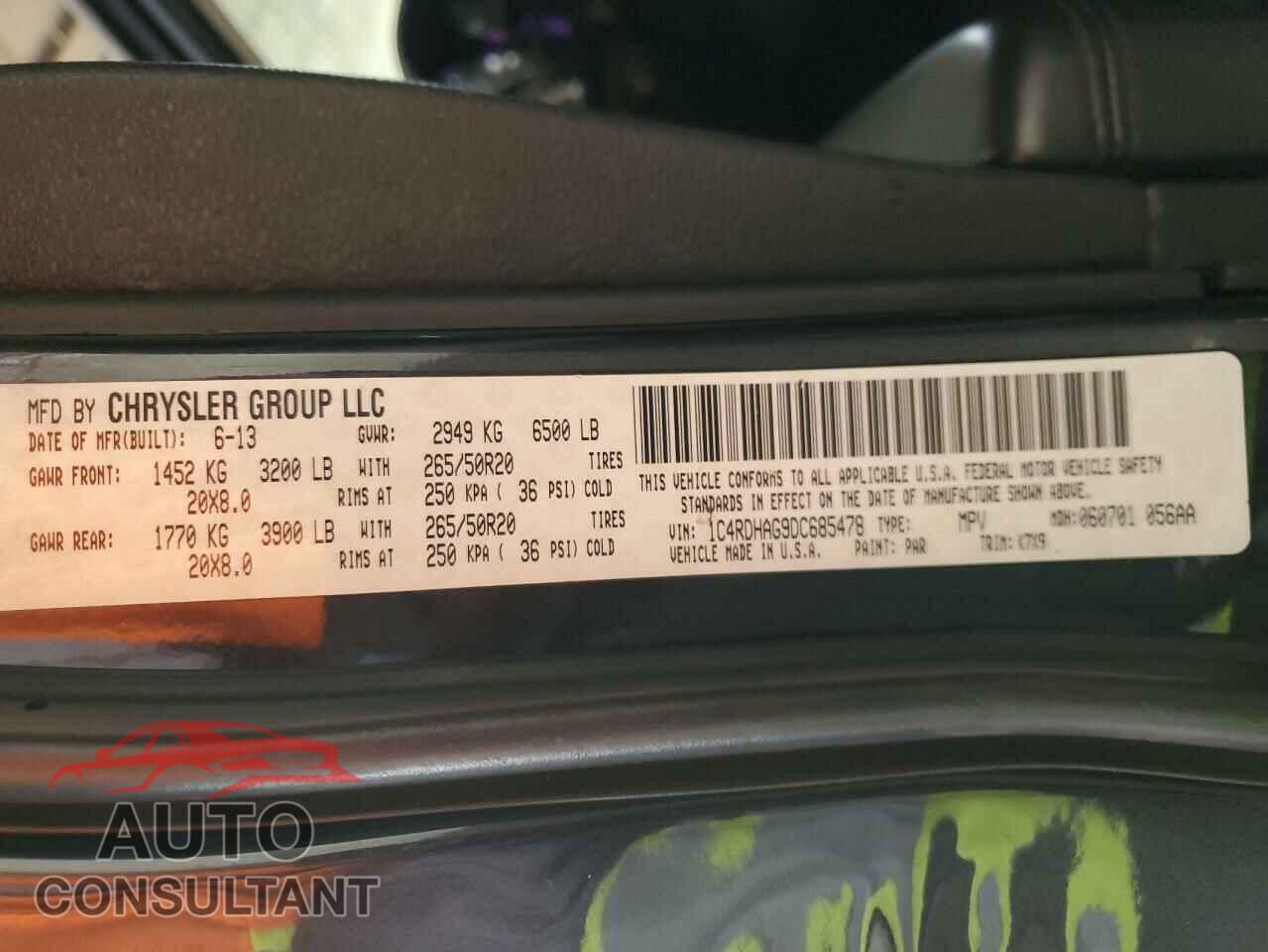 DODGE DURANGO 2013 - 1C4RDHAG9DC685478