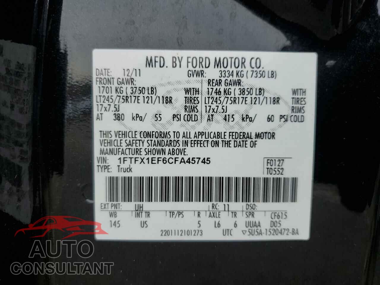 FORD F-150 2012 - 1FTFX1EF6CFA45745