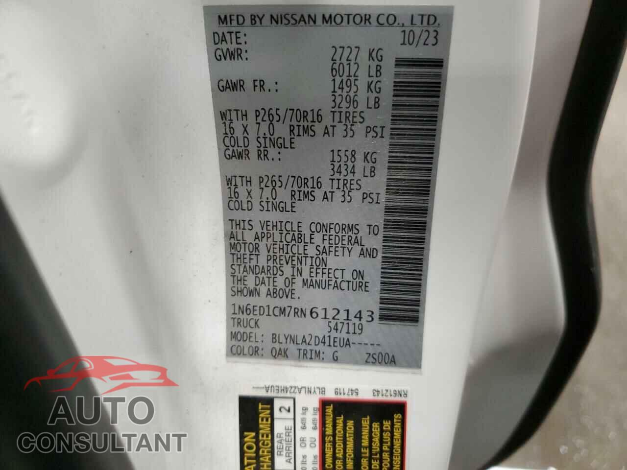 NISSAN FRONTIER 2024 - 1N6ED1CM7RN612143