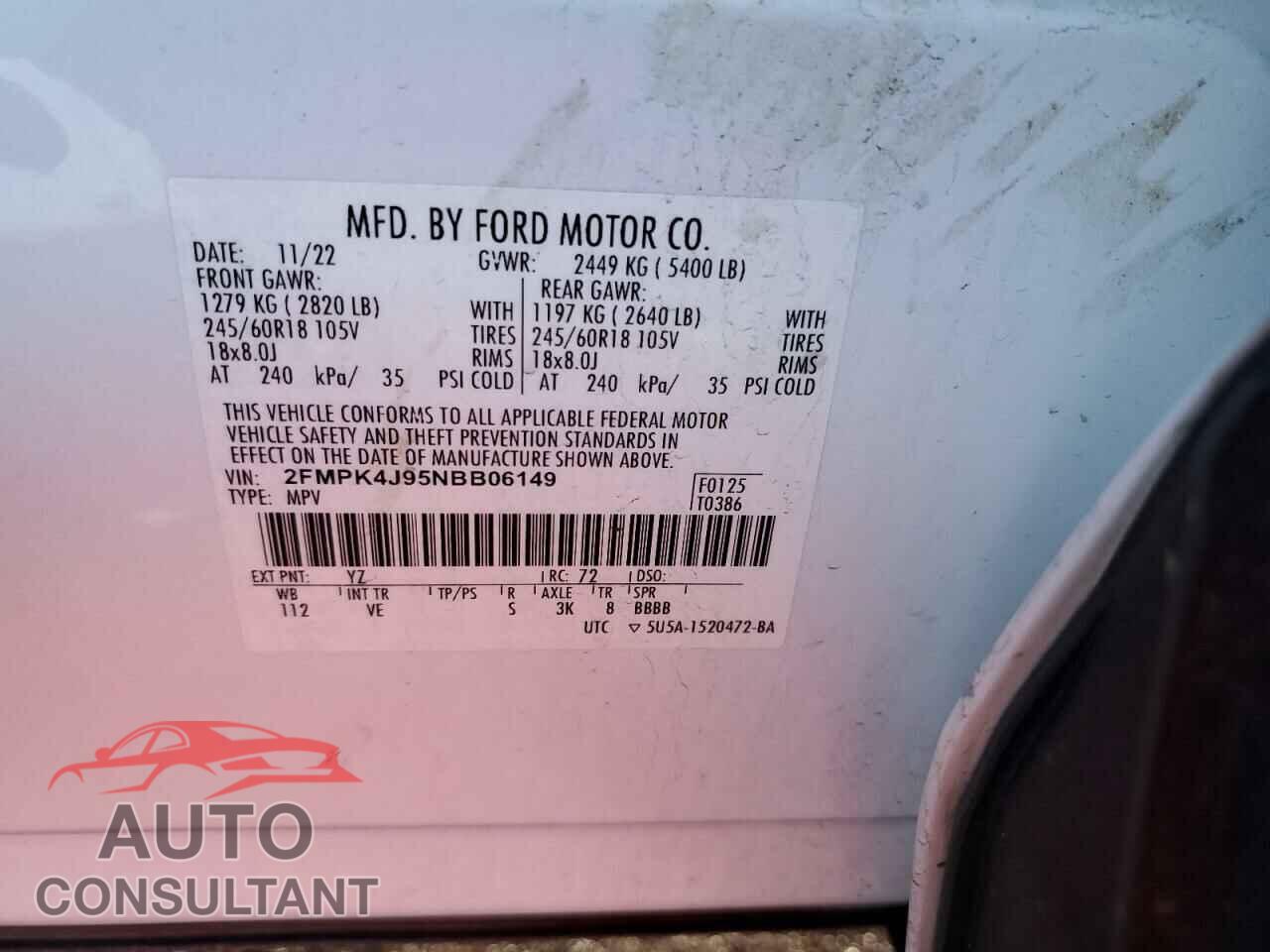 FORD EDGE 2022 - 2FMPK4J95NBB06149