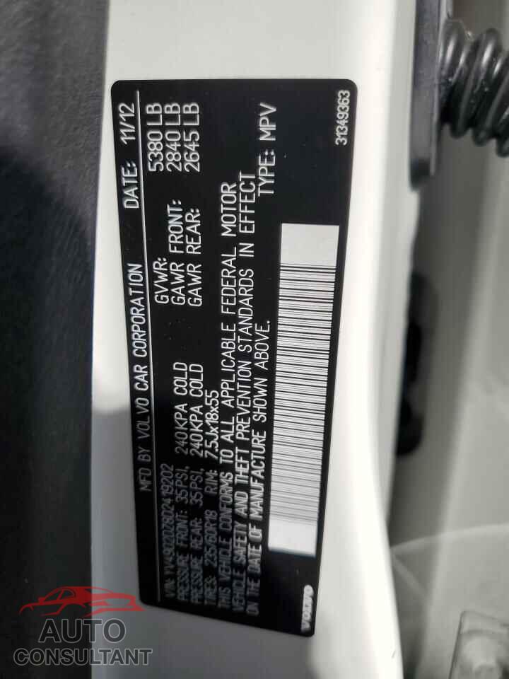 VOLVO XC60 2013 - YV4902DZ8D2419202