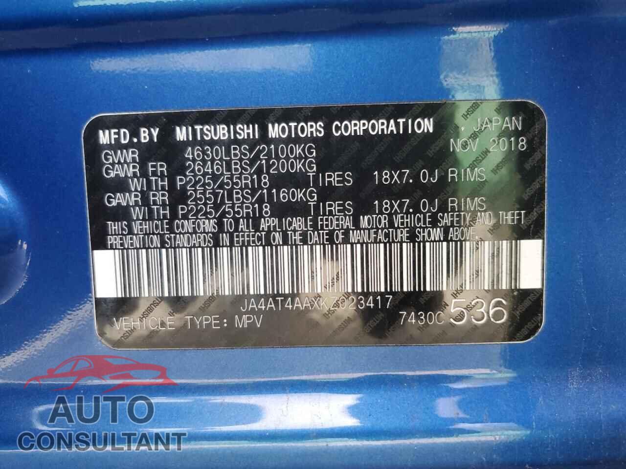 MITSUBISHI ECLIPSE 2019 - JA4AT4AAXKZ023417