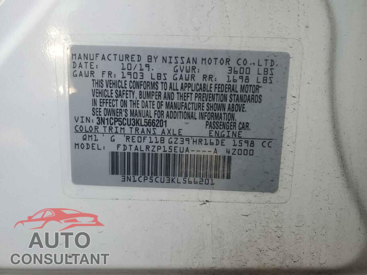 NISSAN KICKS 2019 - 3N1CP5CU3KL566201