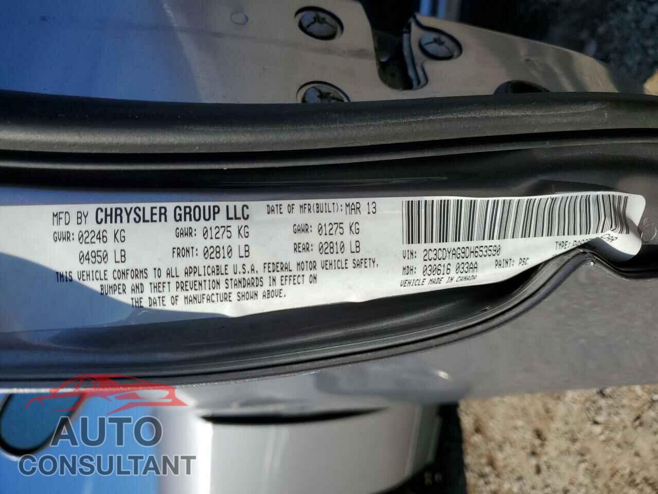 DODGE CHALLENGER 2013 - 2C3CDYAG9DH653590