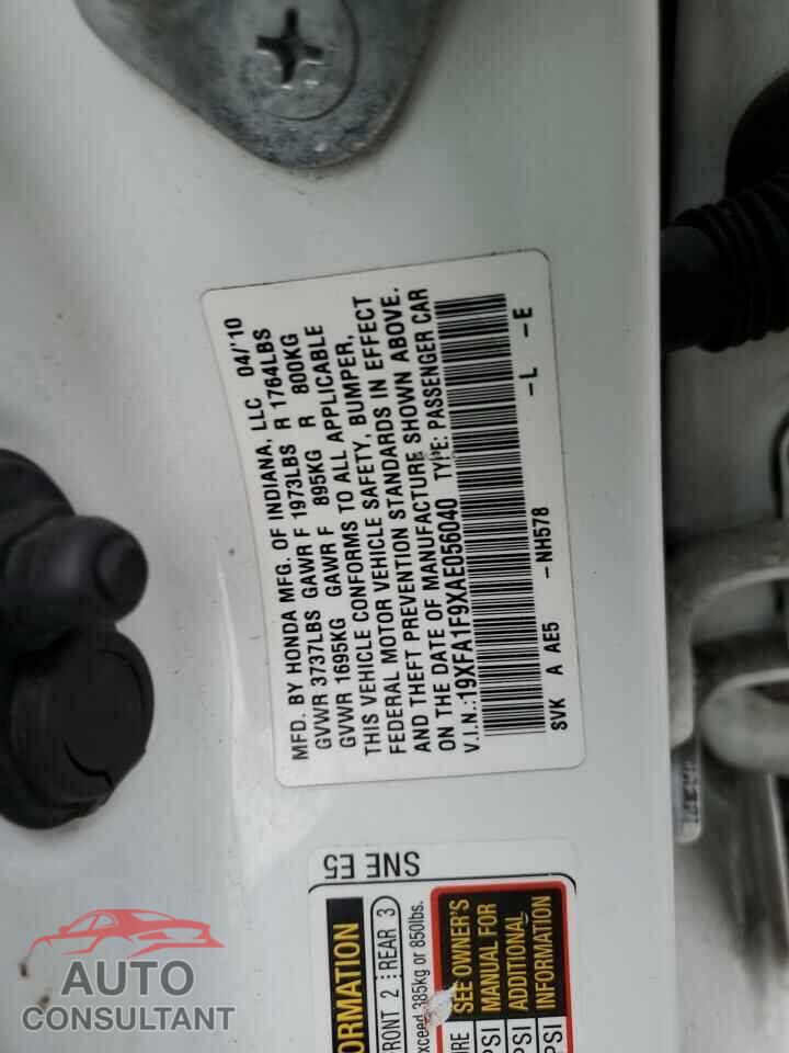 HONDA CIVIC 2010 - 19XFA1F9XAE056040