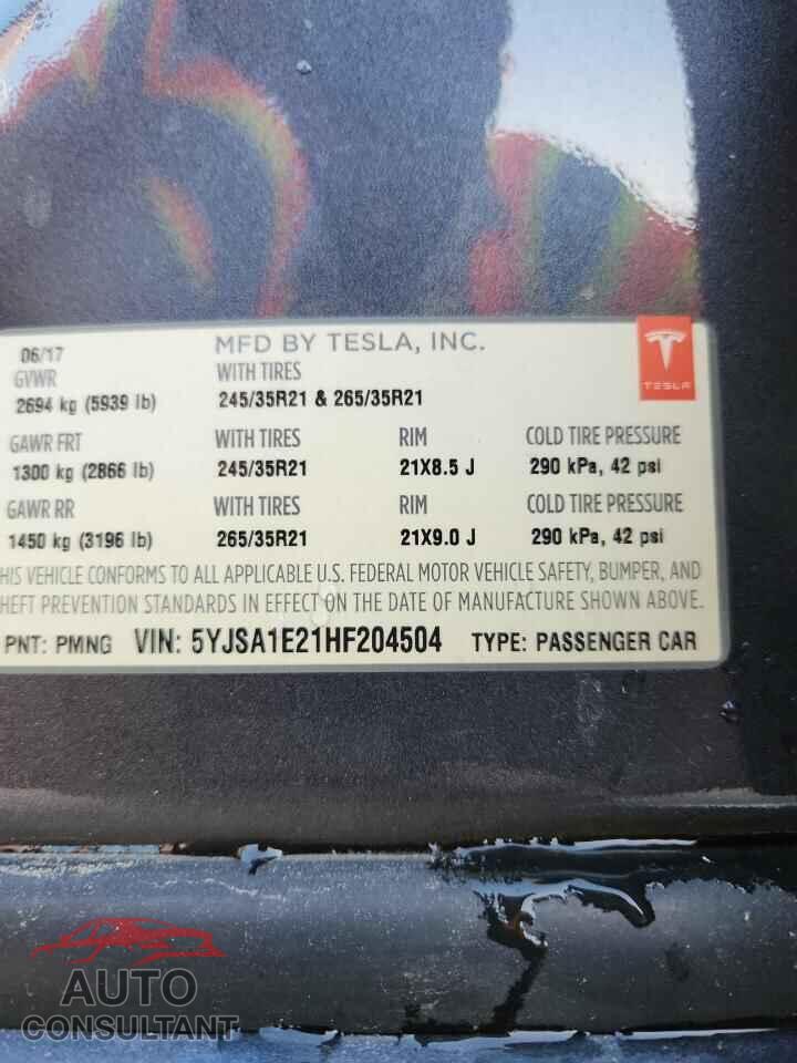 TESLA MODEL S 2017 - 5YJSA1E21HF204504