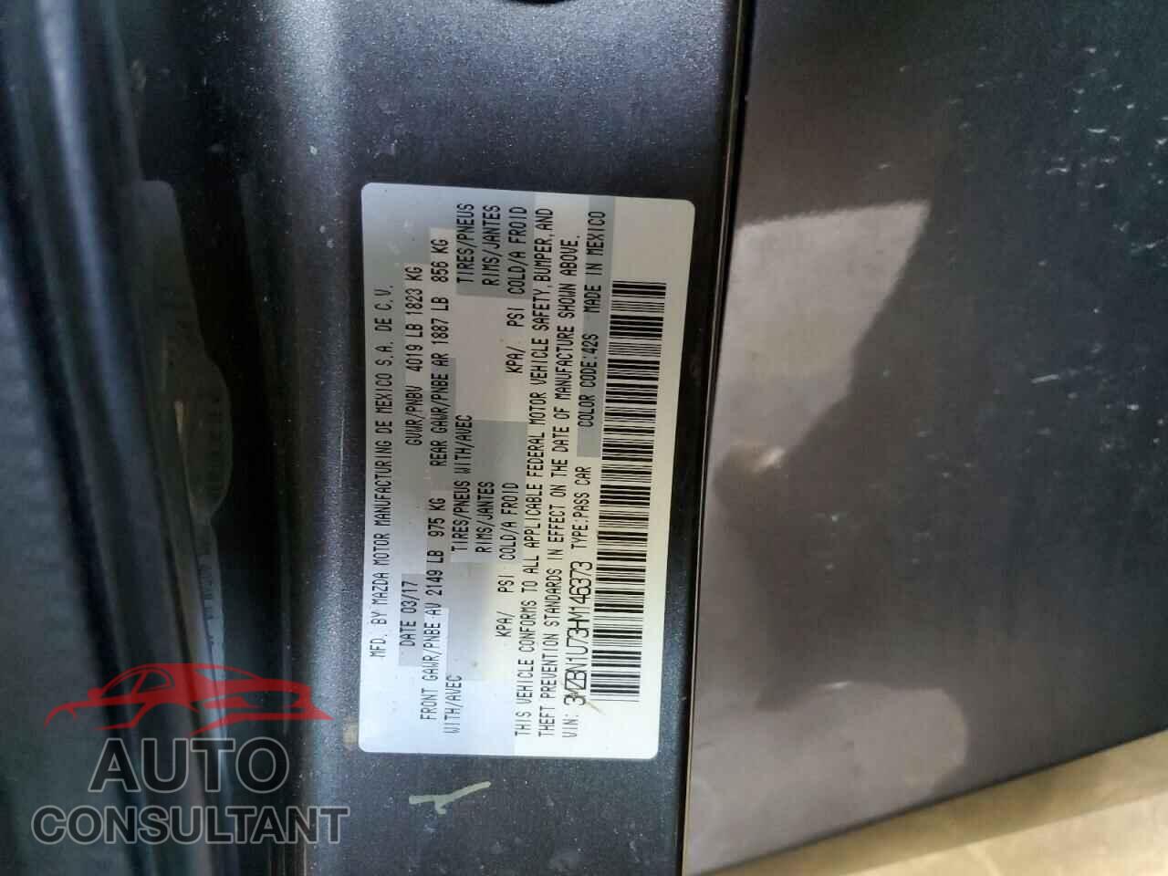 MAZDA 3 2017 - 3MZBN1U73HM146373
