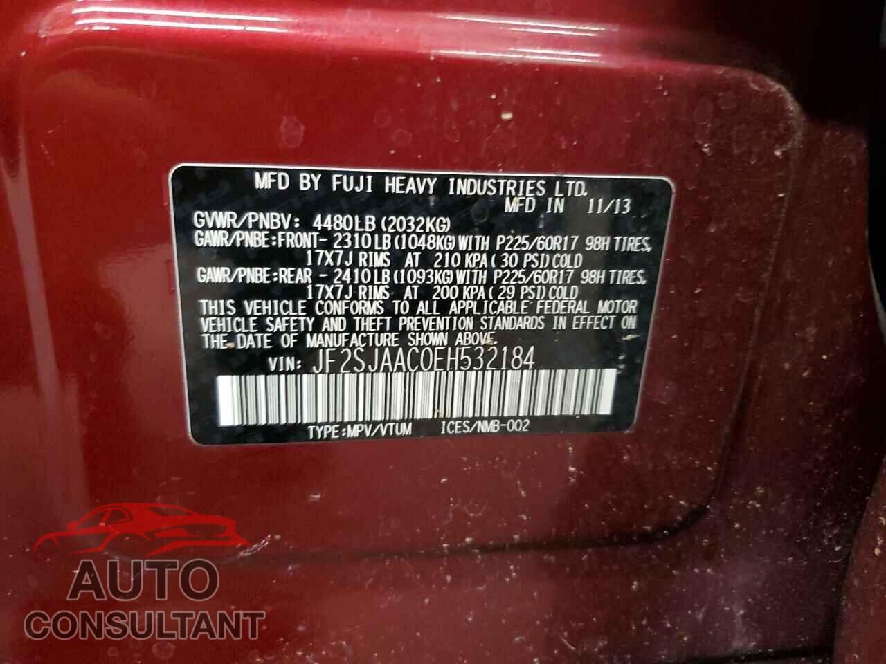 SUBARU FORESTER 2014 - JF2SJAAC0EH532184
