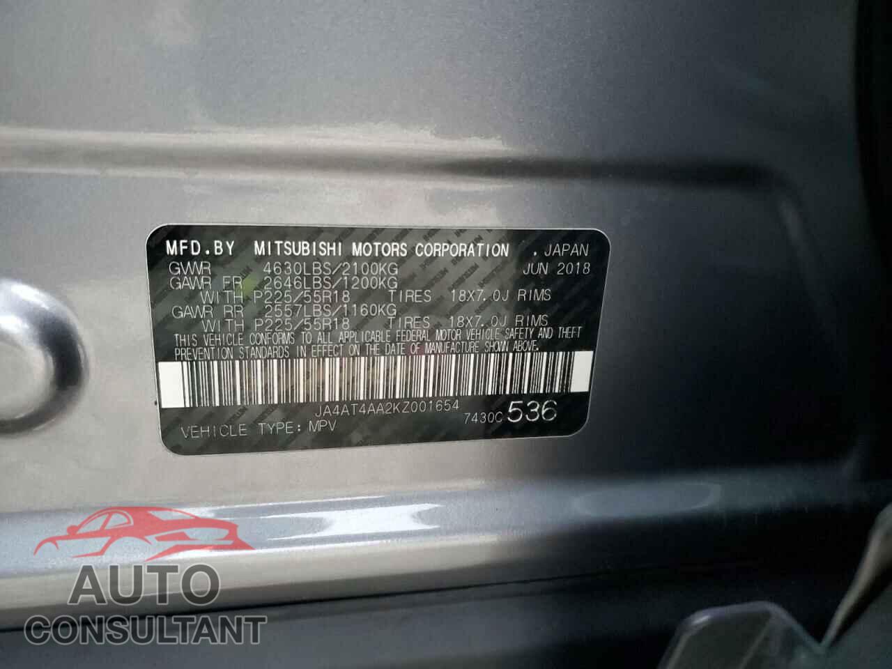 MITSUBISHI ECLIPSE 2019 - JA4AT4AA2KZ001654