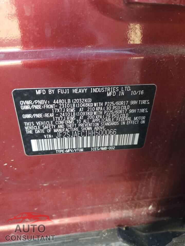 SUBARU FORESTER 2017 - JF2SJAEC1HH500066