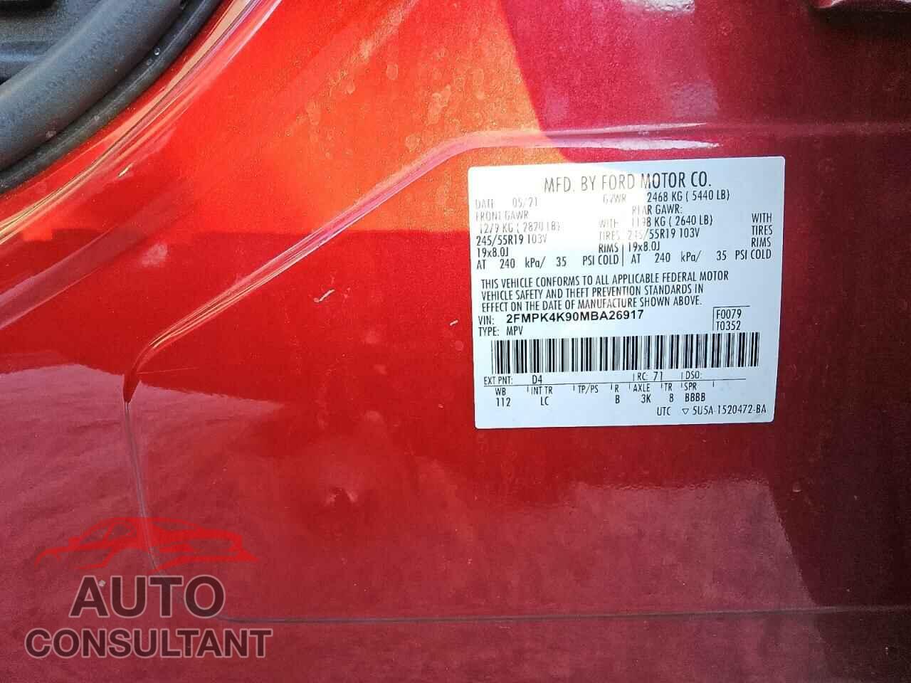 FORD EDGE 2021 - 2FMPK4K90MBA26917