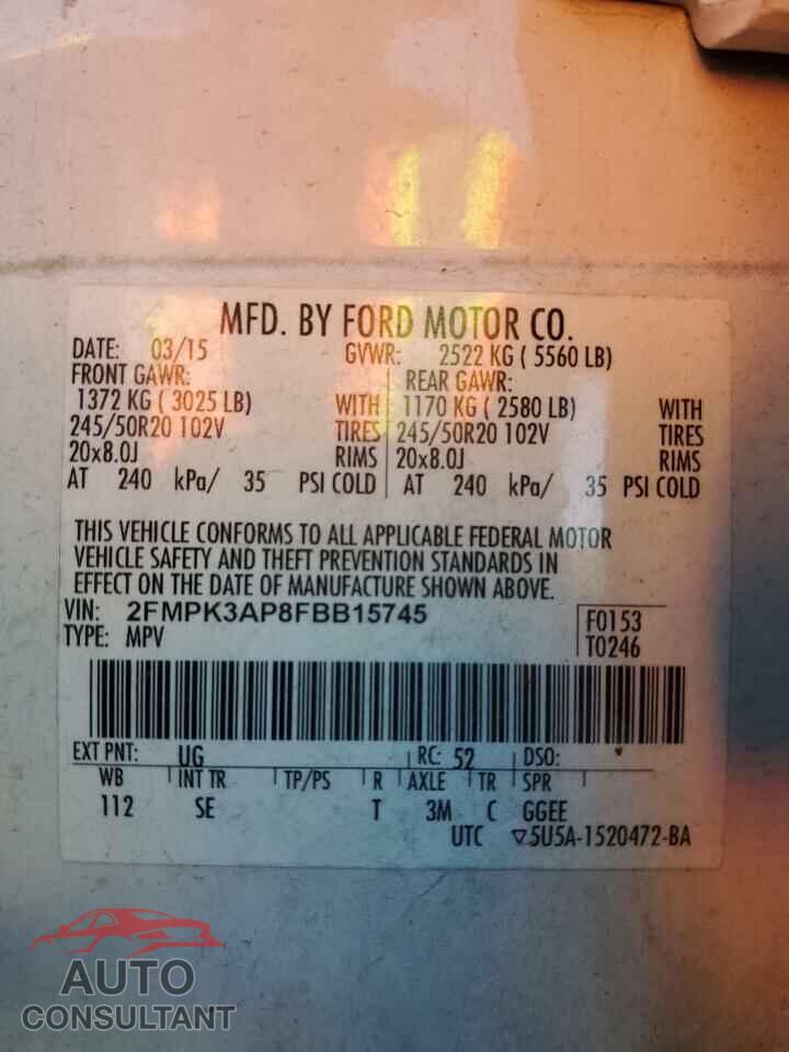 FORD EDGE 2015 - 2FMPK3AP8FBB15745