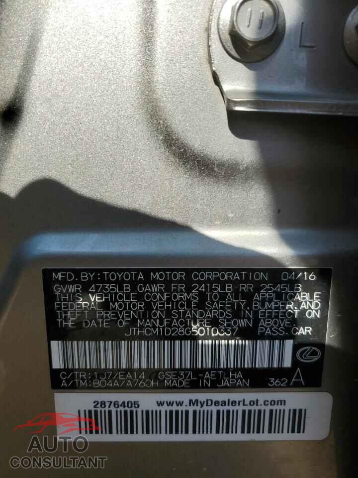 LEXUS IS 2016 - JTHCM1D28G5010337