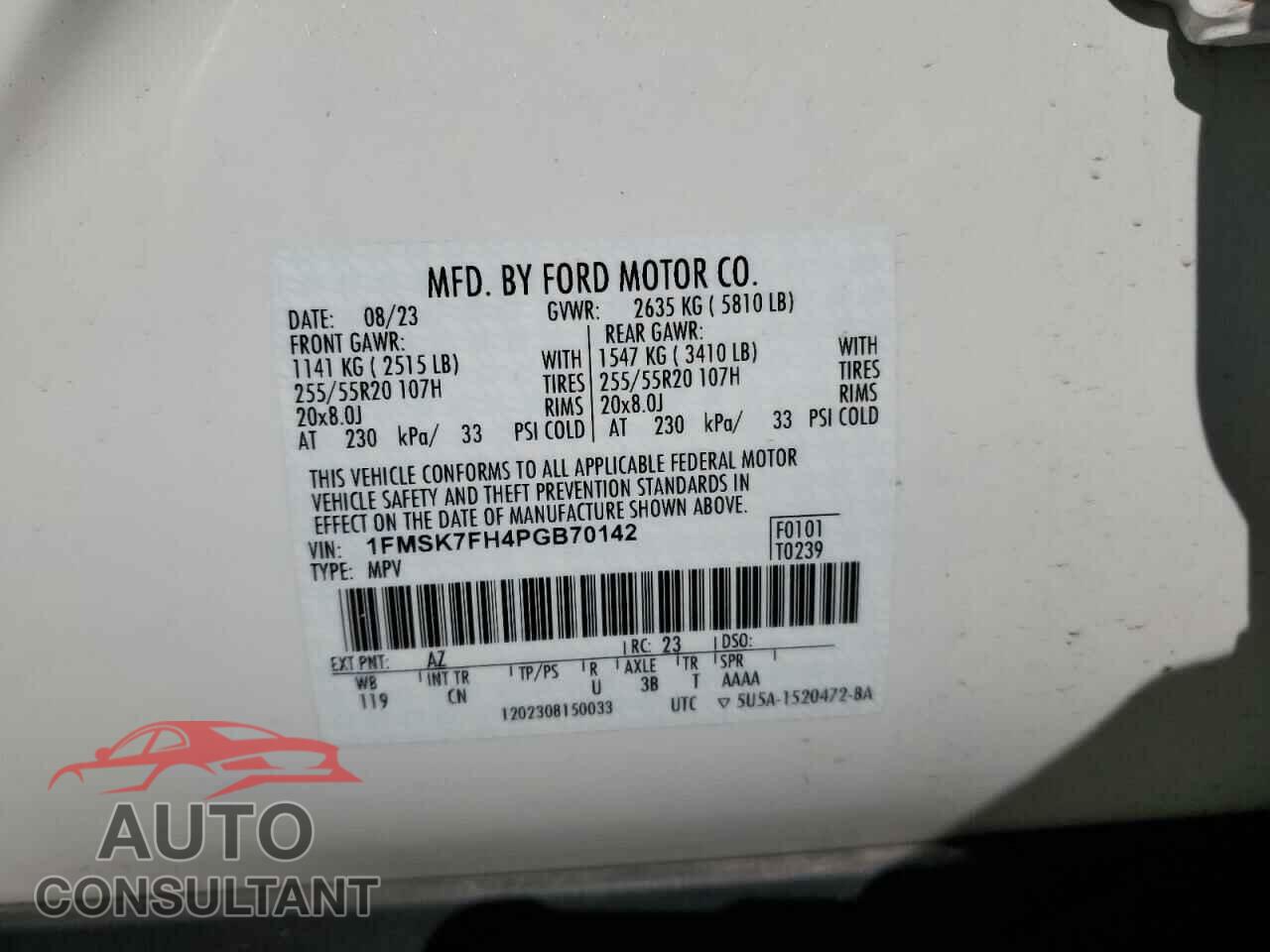 FORD EXPLORER 2023 - 1FMSK7FH4PGB70142