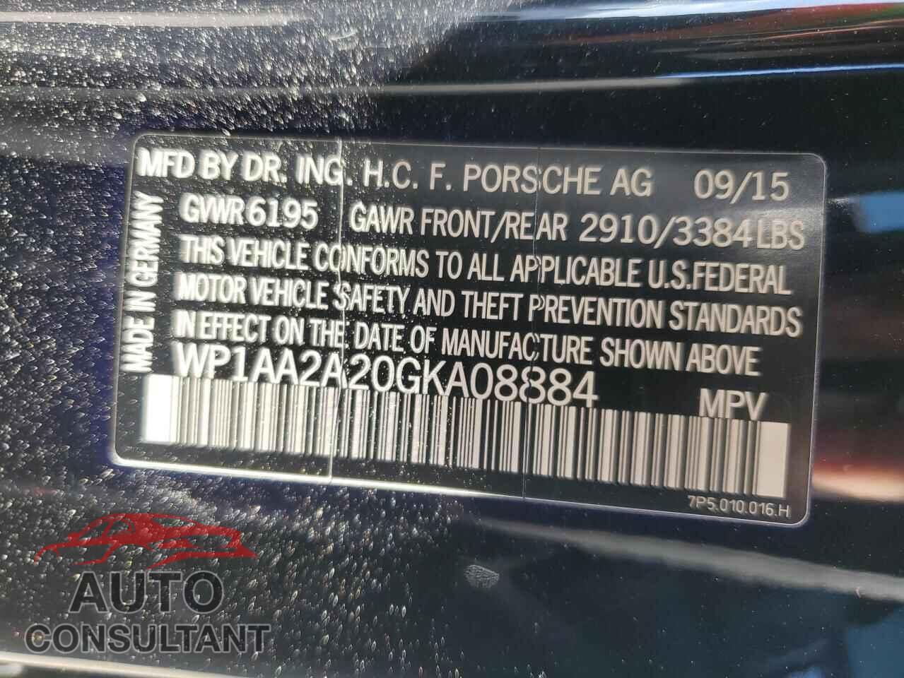 PORSCHE CAYENNE 2016 - WP1AA2A20GKA08884