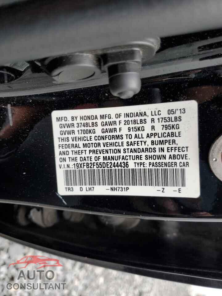 HONDA CIVIC 2013 - 19XFB2F55DE244436