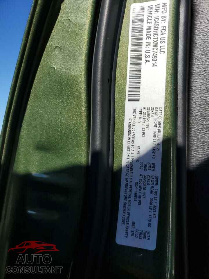 DODGE DURANGO 2021 - 1C4SDHCTXMC749314
