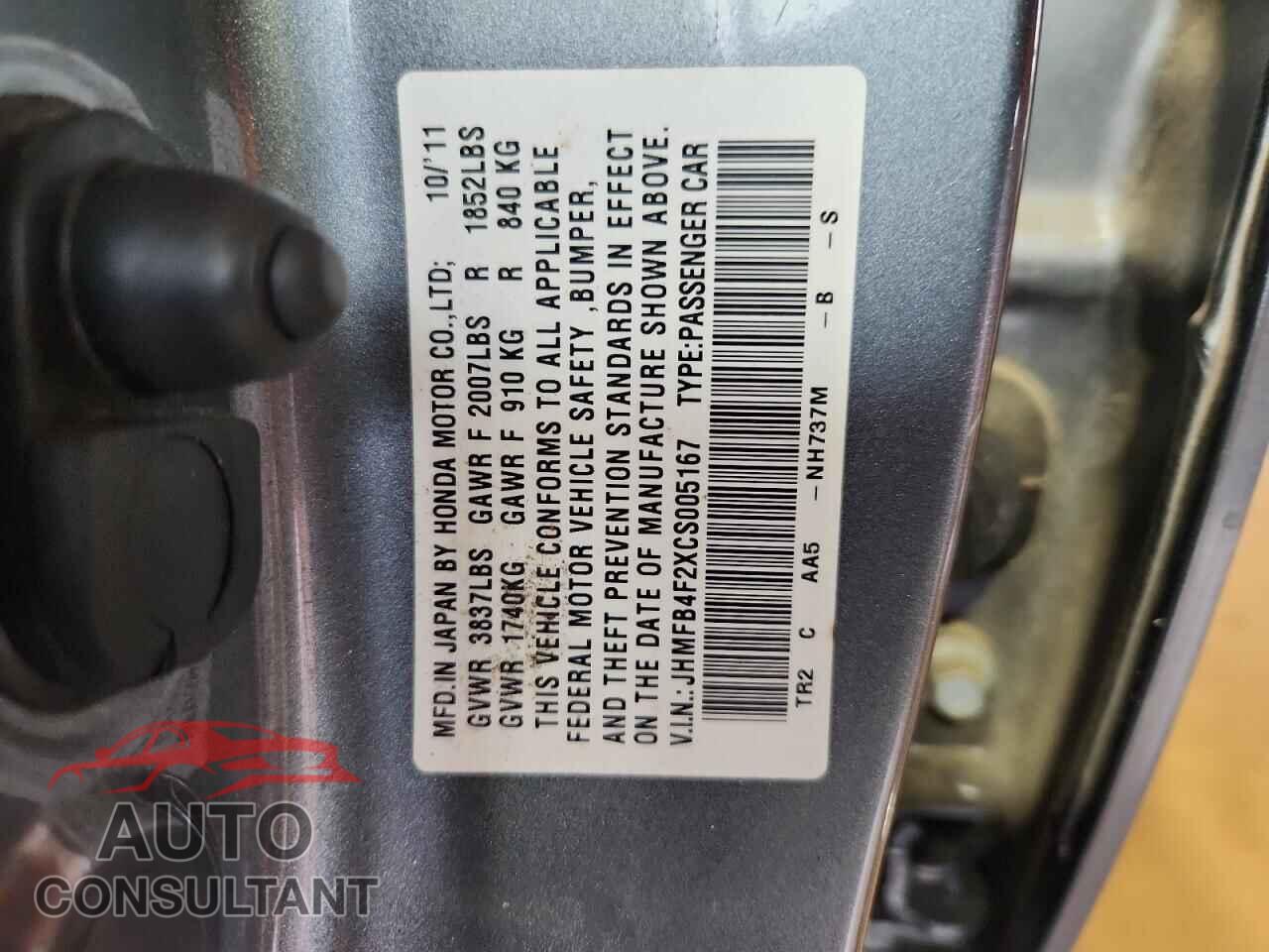 HONDA CIVIC 2012 - JHMFB4F2XCS005167