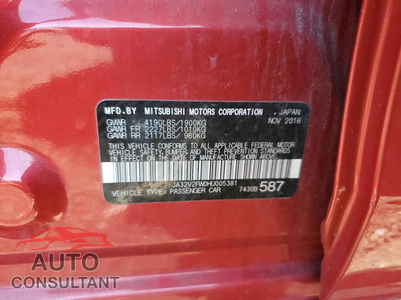 MITSUBISHI LANCER 2017 - JA32V2FW0HU005381