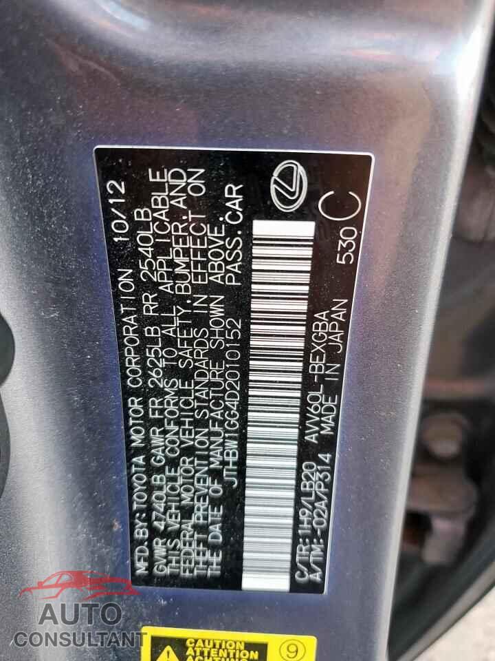 LEXUS ES300 2013 - JTHBW1GG4D2010152