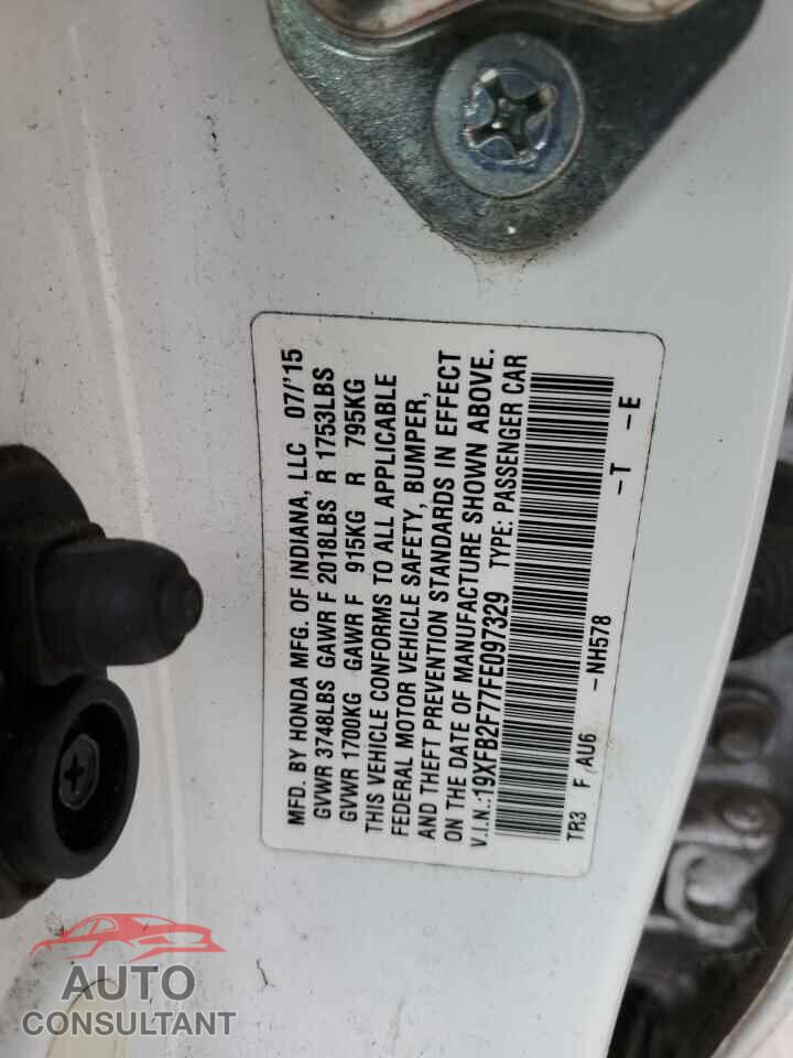 HONDA CIVIC 2015 - 19XFB2F77FE097329